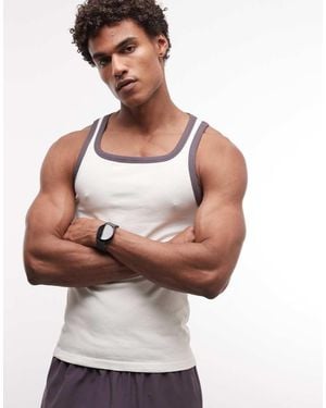 4505 Seamless Rib Slim Fit Vest With Contrast Binding - Grey