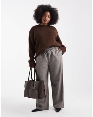 ONLY Wide Leg Pinstripes Pants - Grey