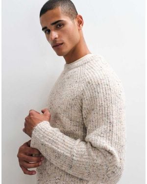 ASOS Relaxed Knitted Crew Neck Nep Jumper - Grey