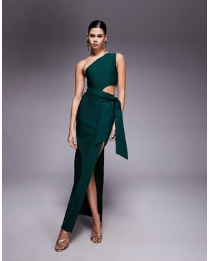 Vesper One Shoulder Maxi Dress With Belt - Blue