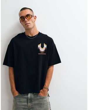 TRUE RELIGION Retro Logo Oversized T-shirt With Back Graphic - Blue