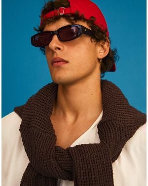 Bershka Ovale kunststoff-sonnenbrille - Blau