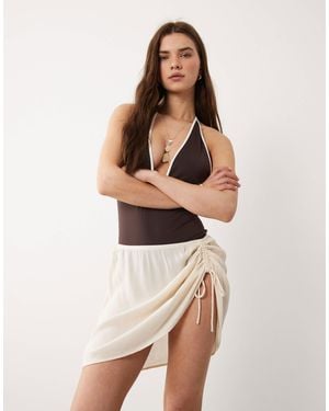 Free Society Ruched Mini Sarong - White