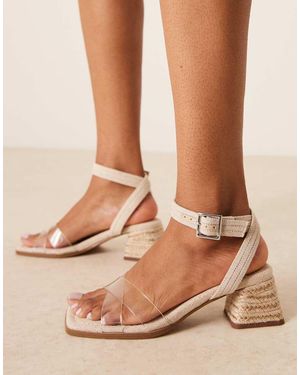 ASOS Wide Fit Hopefully Block Heeled Mid Sandals - Brown