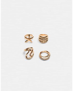 Stradivarius Set Of 4 Star Rings - White