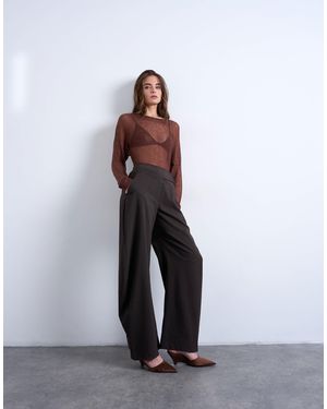 TOPSHOP Stripe Tailored Barrel Leg Trouser - White