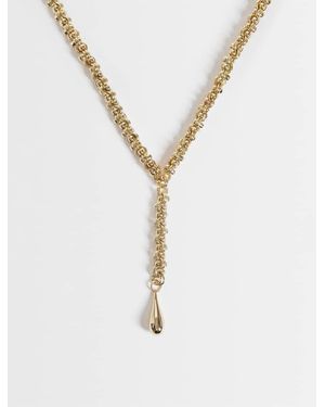 ASOS Collar Largo Tipo Lariat Con Detalle De Cadena Gruesa En Tono - Metálico