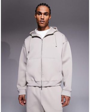 Liquor N Poker Double Zip Scuba-Style Fabric Hoodie Co-Ord - Grey