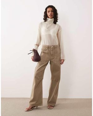 ASOS Cargo Trousers With Knee Seams - Natural