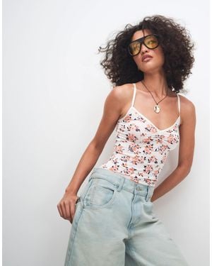 Monki V-neck Strap Top - White