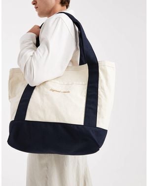 Jack & Jones Grand cabas en toile avec broderie - crème - Blanc