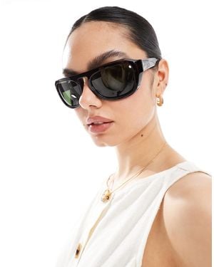 A.Kjærbede – max – oversize-sonnenbrille im wickeldesign mit halbtransparentem schildpatt-design - Schwarz