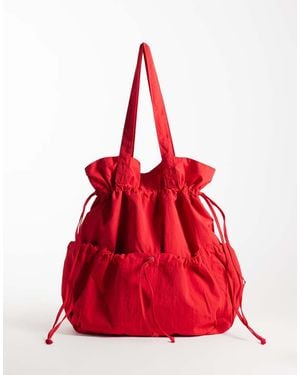 ASOS Ruched Pocket Tote Bag - Red