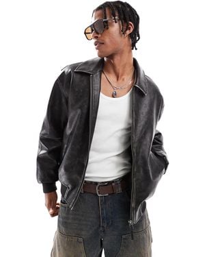 Bershka Faux Leather Jacket - Black