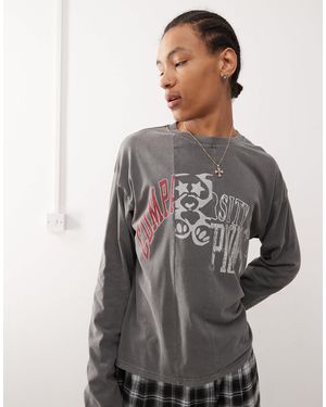 Weekday – langärmliges oversize-t-shirt - Grau