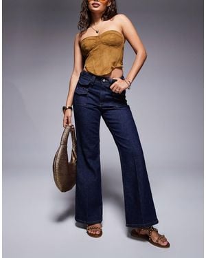 River Island Relaxed Flare Jean - Blue