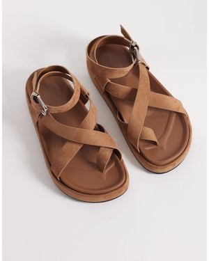 ASOS Faye Cross Strap Footbed Sandal - Brown