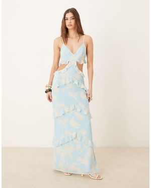 Pretty Lavish Cut-out Ruffle Maxi Dress - White