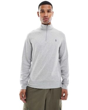 Polo Ralph Lauren Icon Logo Double Knit Half Zip Sweatshirt - Grey