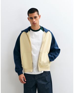 ASOS Oversized Boxy Zip Through Hoodie With Contrast Raglan Sleeves - Blue