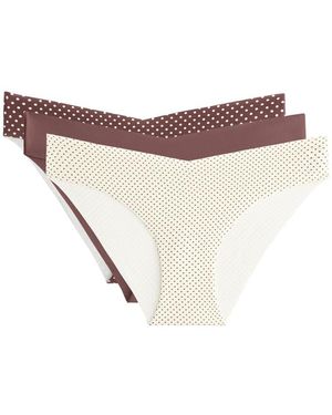 Oysho 3 Invisible Laser-cut V-cut Polyamide Blend Classic Bikini Briefs - White
