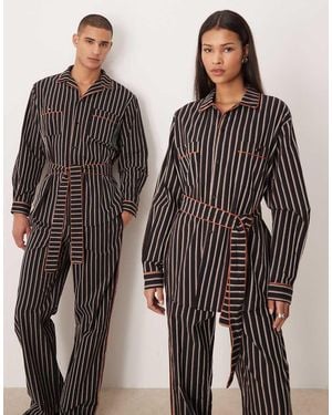 Sister Jane Unisex Wisp Pure Cotton Contrast Piping Tie Waist Shirt - Black