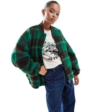 ONLY Chaqueta Bomber A Cuadros De - Verde