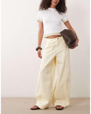ASOS Pantalones Amarillo Crema De Corte Barrel Con Efecto Lavado - Neutro