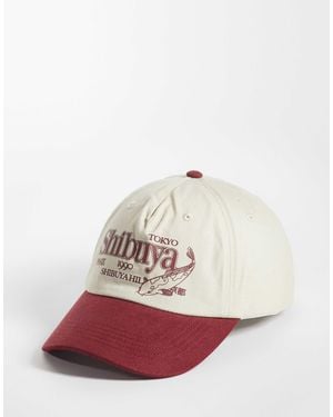 ASOS Printed Graphic Contrast Peak Cap - Red