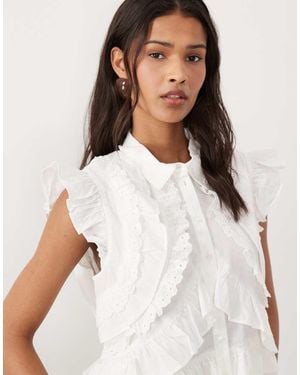 Y.A.S Blouse Met Overdreven Ruches - Wit