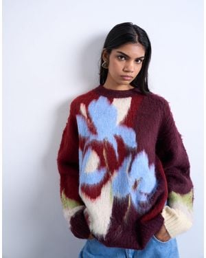 TOPSHOP Knitted Blurred Flower Jumper