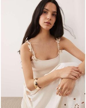 River Island Broderie Floral Strap Maxi Dress - Brown