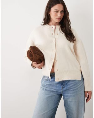ASOS Asos Design Curve Boxy Cardigan With Side Split Detail - Natural