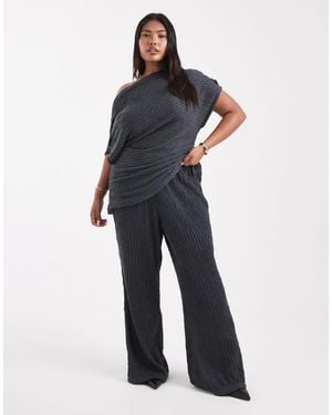 Vero Moda Textured Jersey Wide Leg Trouser Co-ord - Blue
