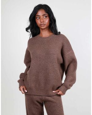 SIMMI Soft Touch Oversized Crew Neck - Brown