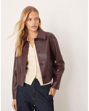 Mango Faux Leather Jacket - Blue