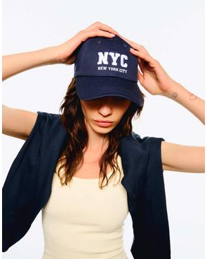 Bershka Cappellino Blu Ricamato