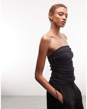 Weekday Festival Bandeau Top With Strap Detail - Black