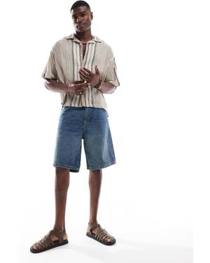 Pull&Bear baggy Denim Shorts - Blue
