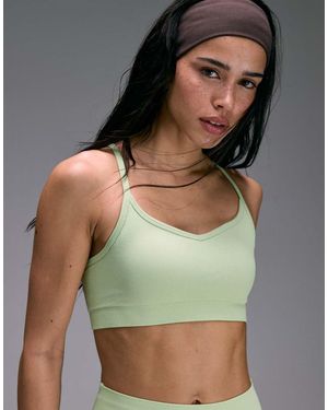 4505 Seamless Baby Rib Sweetheart Neckline Medium Support Sports Bra - Green