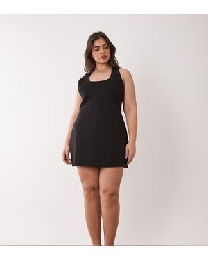 Forever New Vestido De Sastre Corto Con Cuello Ancho De - Negro