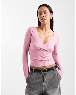 Hollister Long Sleeve Wrap Top - Red