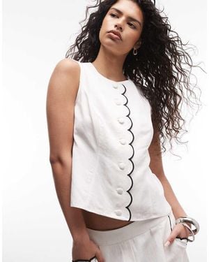 River Island Gilet Con Finiture Smerlate - Bianco