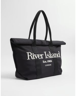 River Island Roll Top Holdall Bag - Black