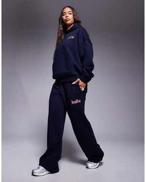 Kaiia Embroidered Logo Wide Leg Trackies - Blue
