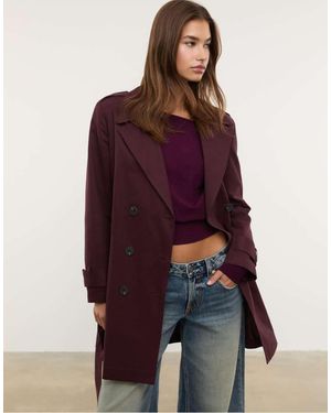 Stradivarius Basic Regular Fit Trench Coat With Belt - Red