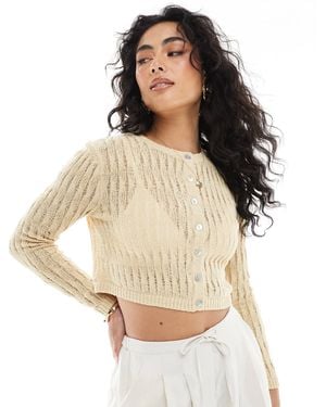 Monki Stitch Detail Cardigan - Yellow
