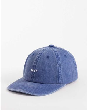Obey Gorra Lavado Con Diseño De Seis Paneles Y Logo Llamativo Pigment De - Azul