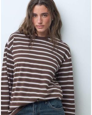 Pieces Waist Detail Long Sleeve Oversized T-shirt - Grey