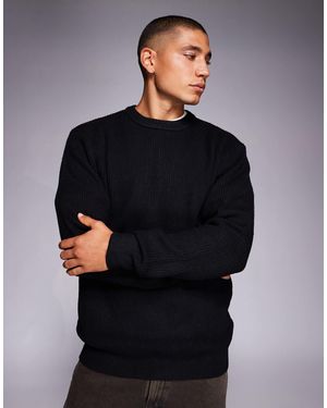 River Island – gerippter pullover - Schwarz